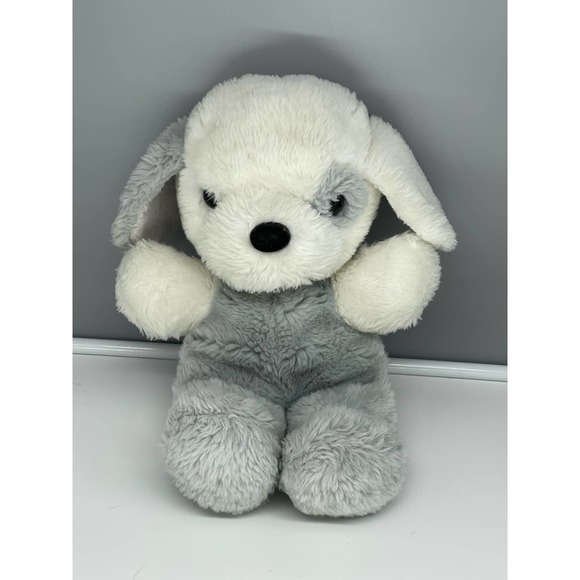 Bluish-gray and White Floppy Ear Puppy Plush - Preloved Very Good Condition